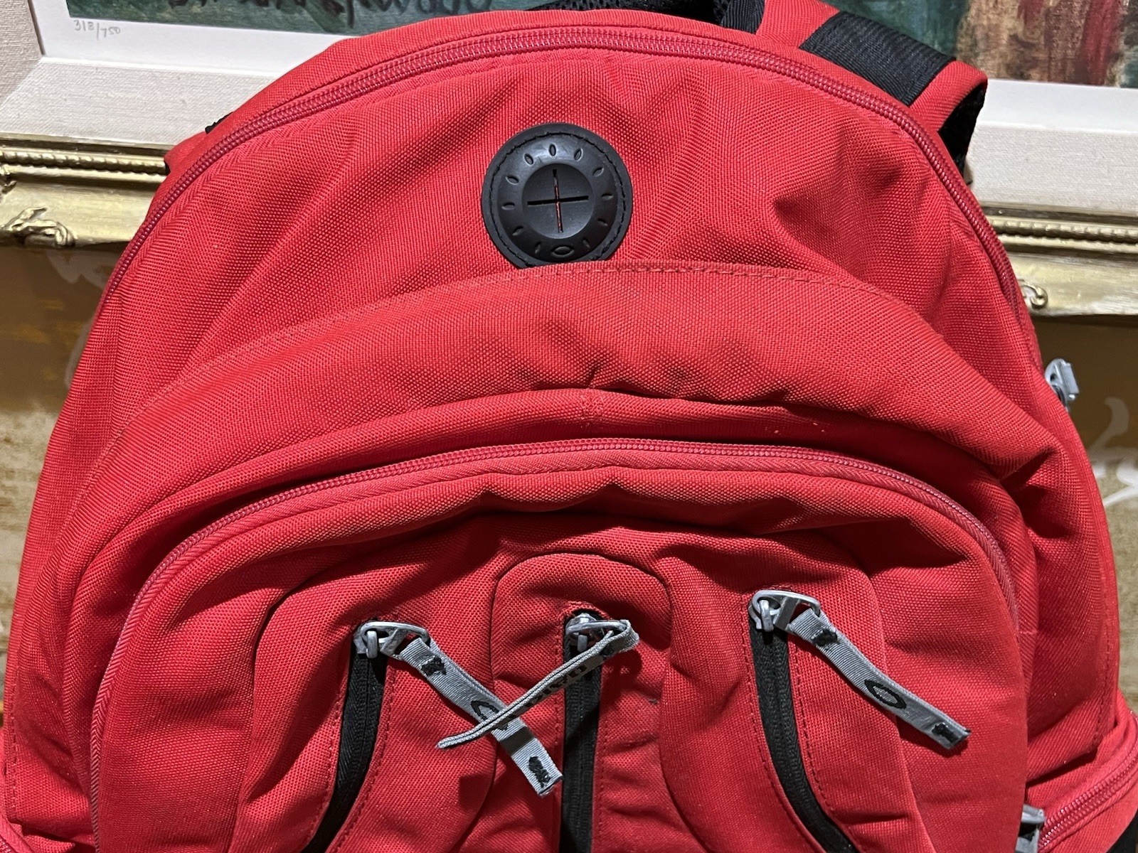 Oakley Panel Backpack Vintage Red Black Techwear Y2K Media Port Daypack