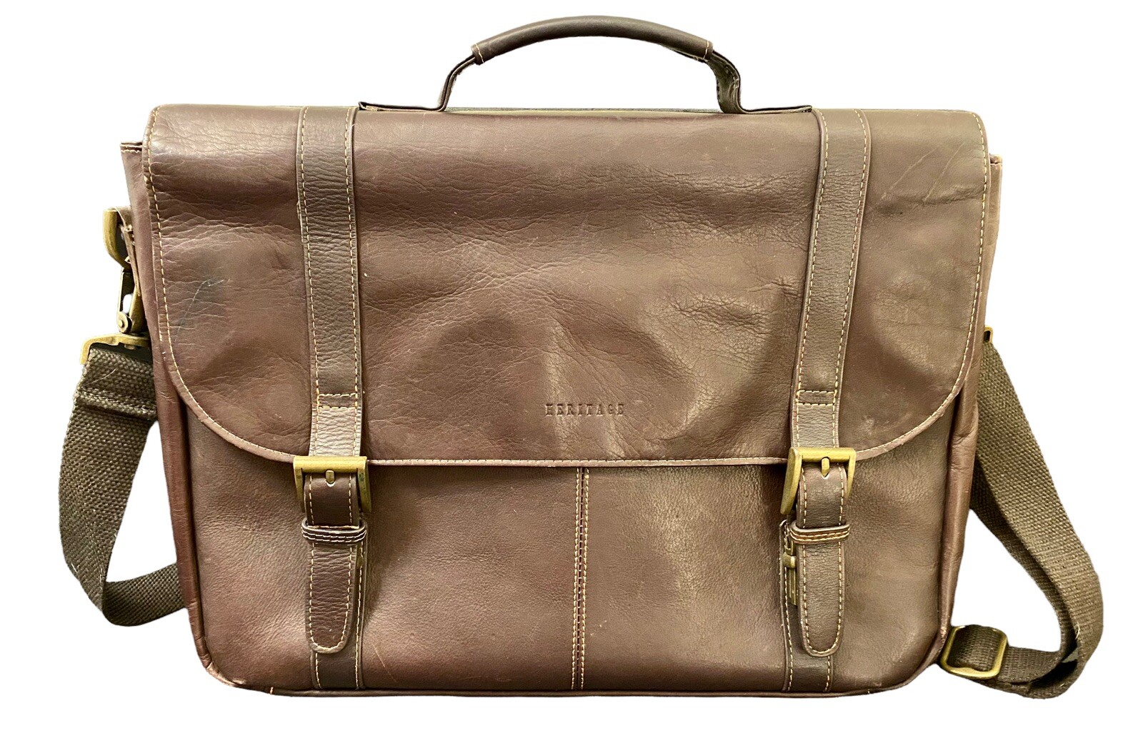 Heritage Brown Leather Briefcase Messenger Laptop Bag Satchel