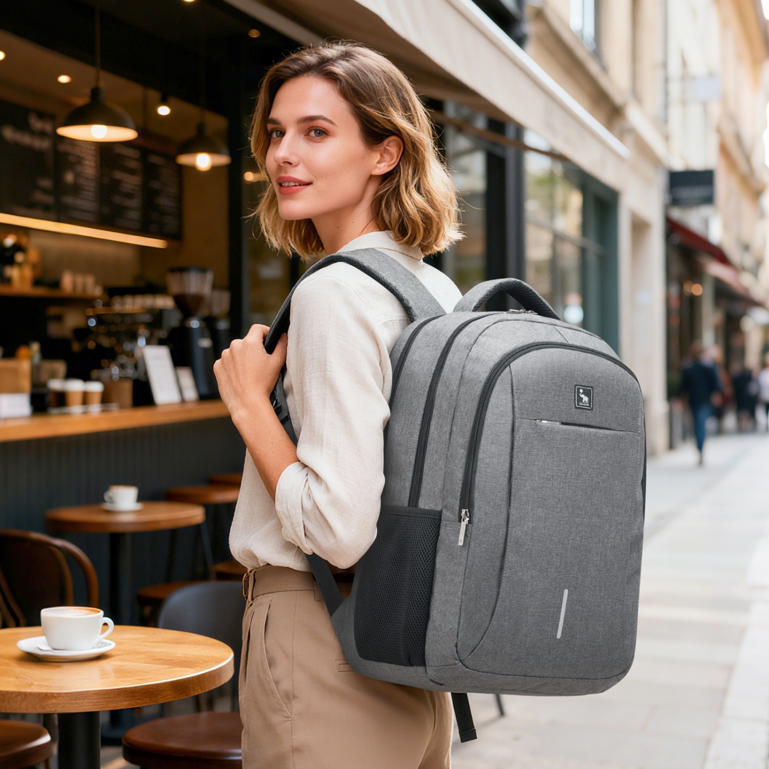 OIWAS 17″ Laptop Backpack For Men Women 29L Work Travel Bag School Book Bag Gray