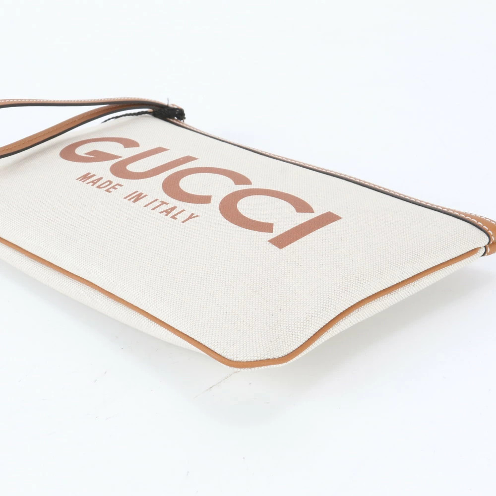 Gucci Logo Print 777165 Leather Clutch Bag Pouch Commuting Business