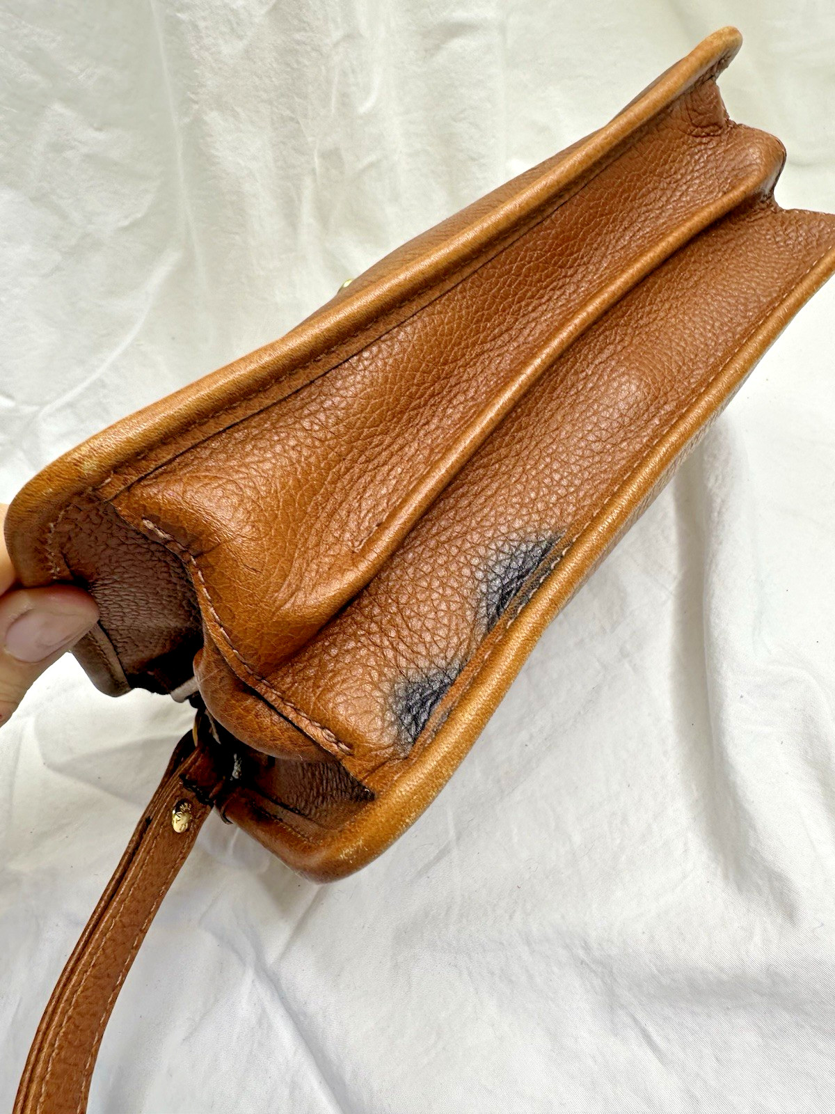 Le Tanneur Leather Brown Plain Men’s Bag Wrist Strap France 1898 Used