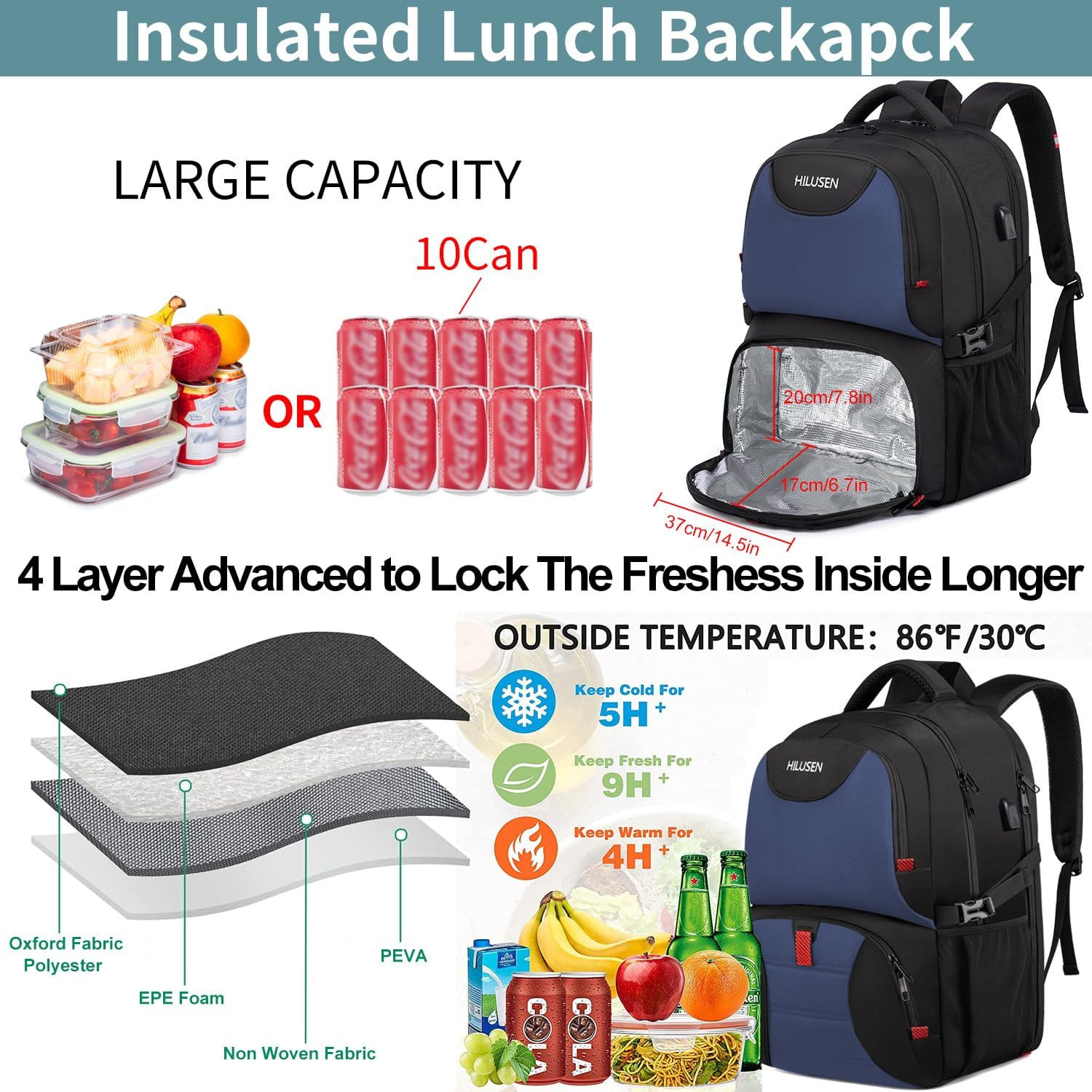 Extra Large Travel Laptop Backpack 50L,Lunch Backpack 17.3 Inch Business Work Ba