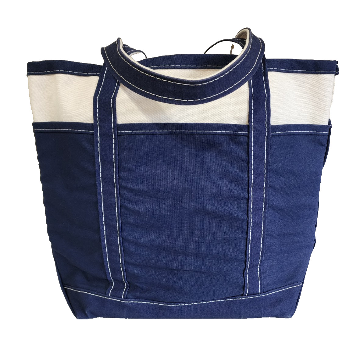 Vtg LL Bean Medium Boat & Tote Gardening Utility 6 Pockets Navy Open Top