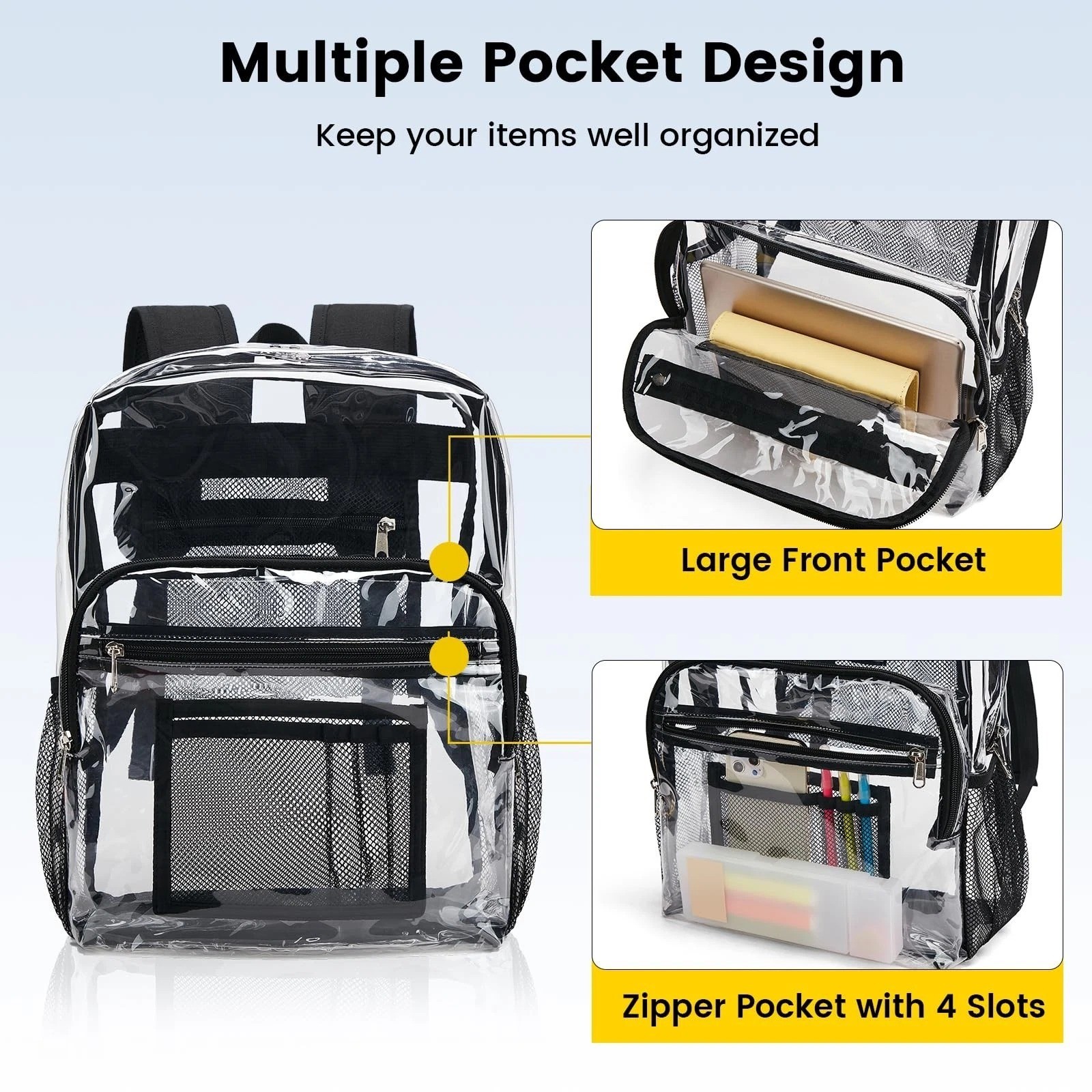 Vorspack Clear Backpack Heavy Duty – Clear Bookbag Large See Through Backpack…