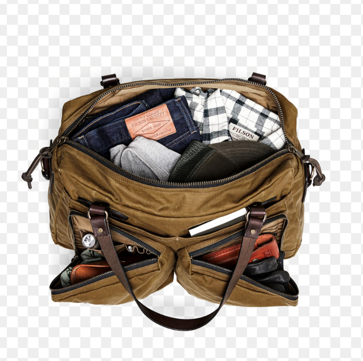 Filson Tin Cloth 48-Hour Briefcase Leather Dark Tan Waxed Cotton Canvas New