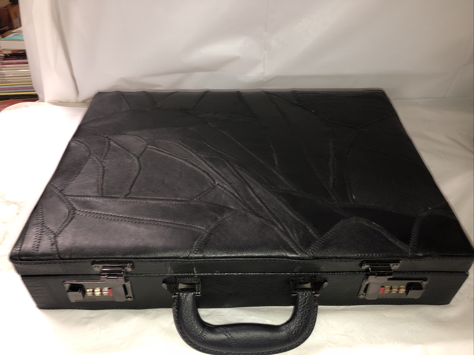 Black Briefcase Designer W/ Locks 12.5×17.5” Attaché Working Unused