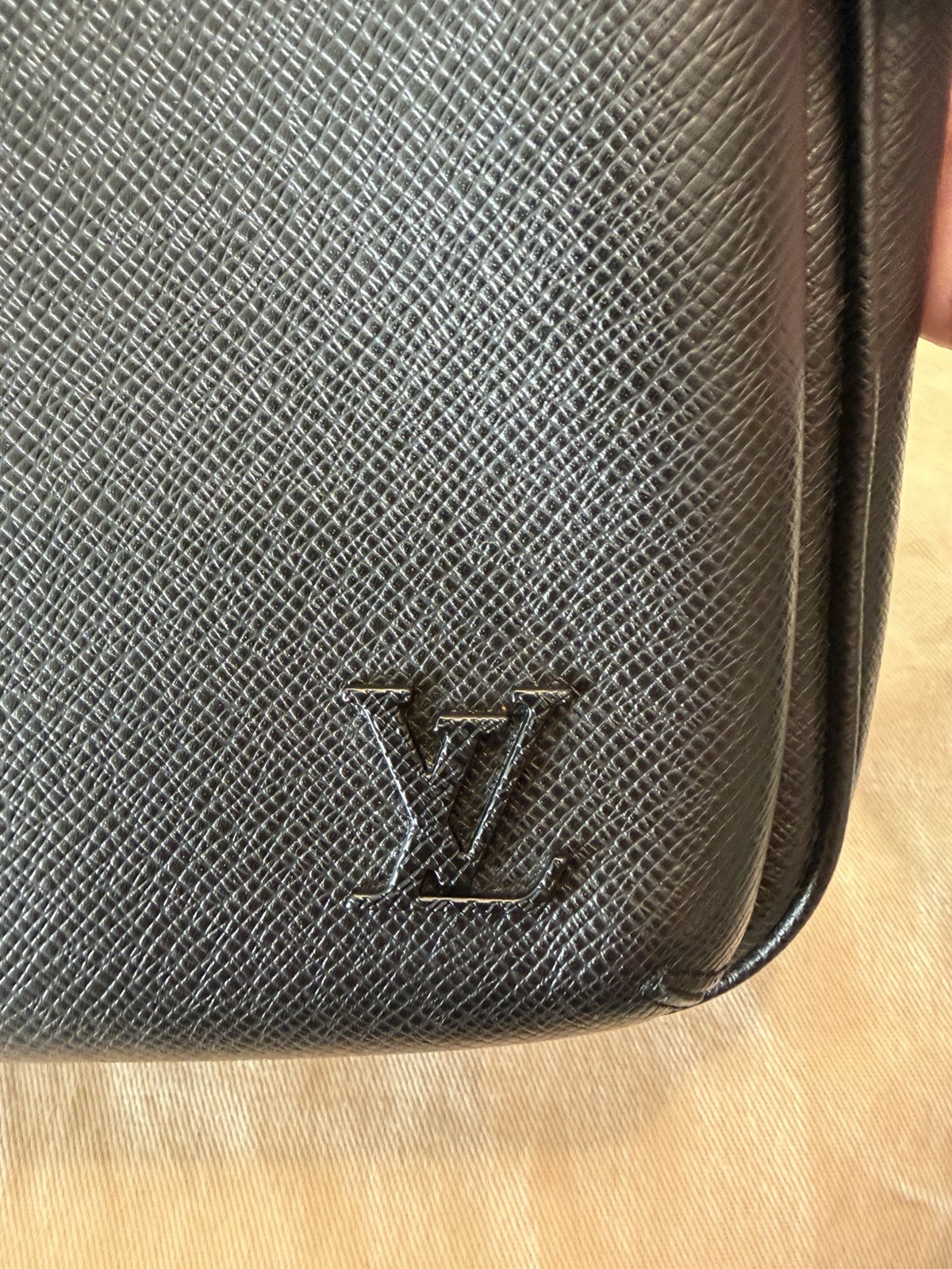 Louis Vuitton Black Crossbody Sling Bag Zip Closure Adjustable Strap Men