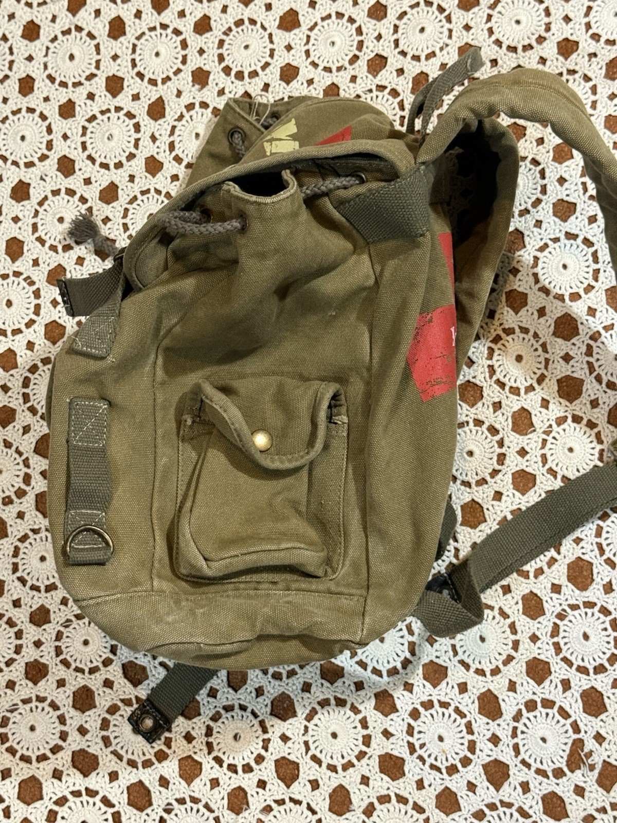 MASH 4077th Movie Themed Backpack Rucksack Military Style Green Grunge Travel