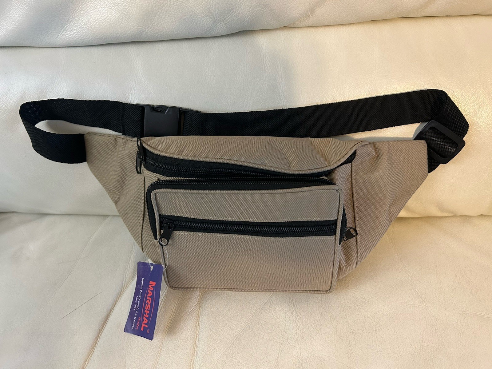 Marshal beige Fanny Pack Multi Zippered Waist Bag Design Hip Purse NEW unisex