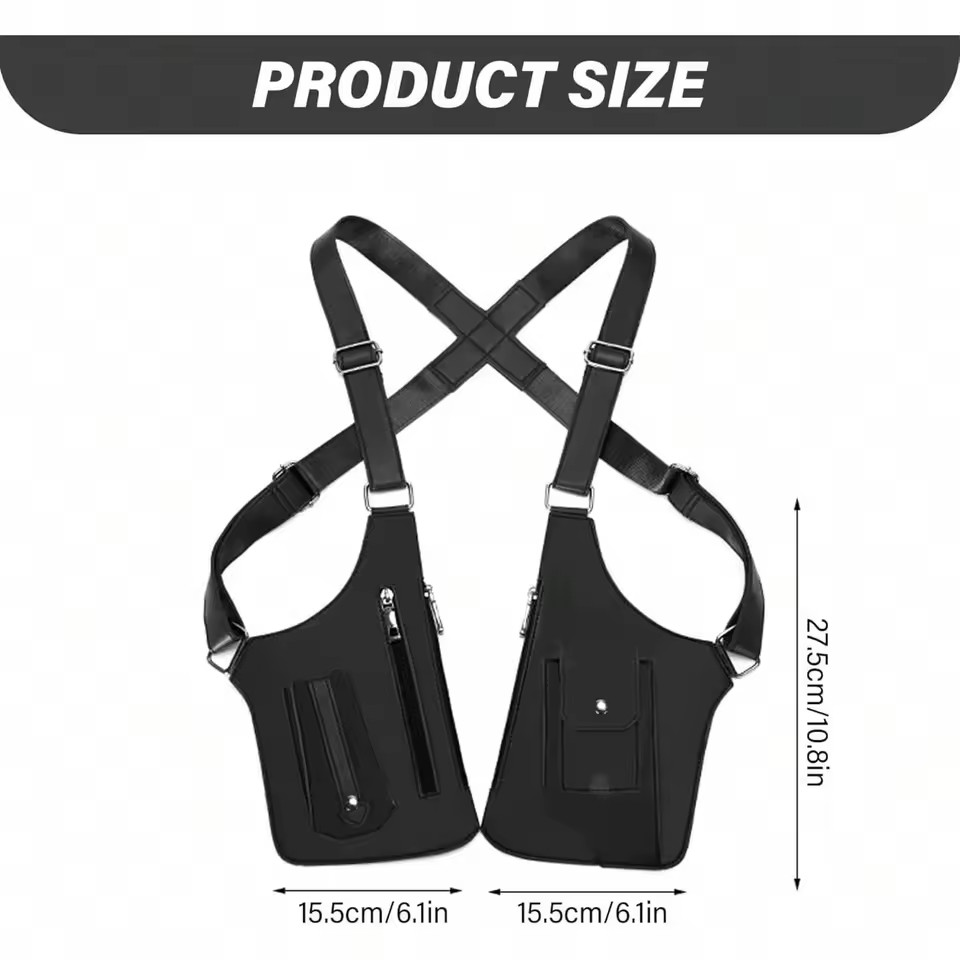 Adjustable PU Leather Wallet Holster Bag Waterproof Underarm Shoulder Bag