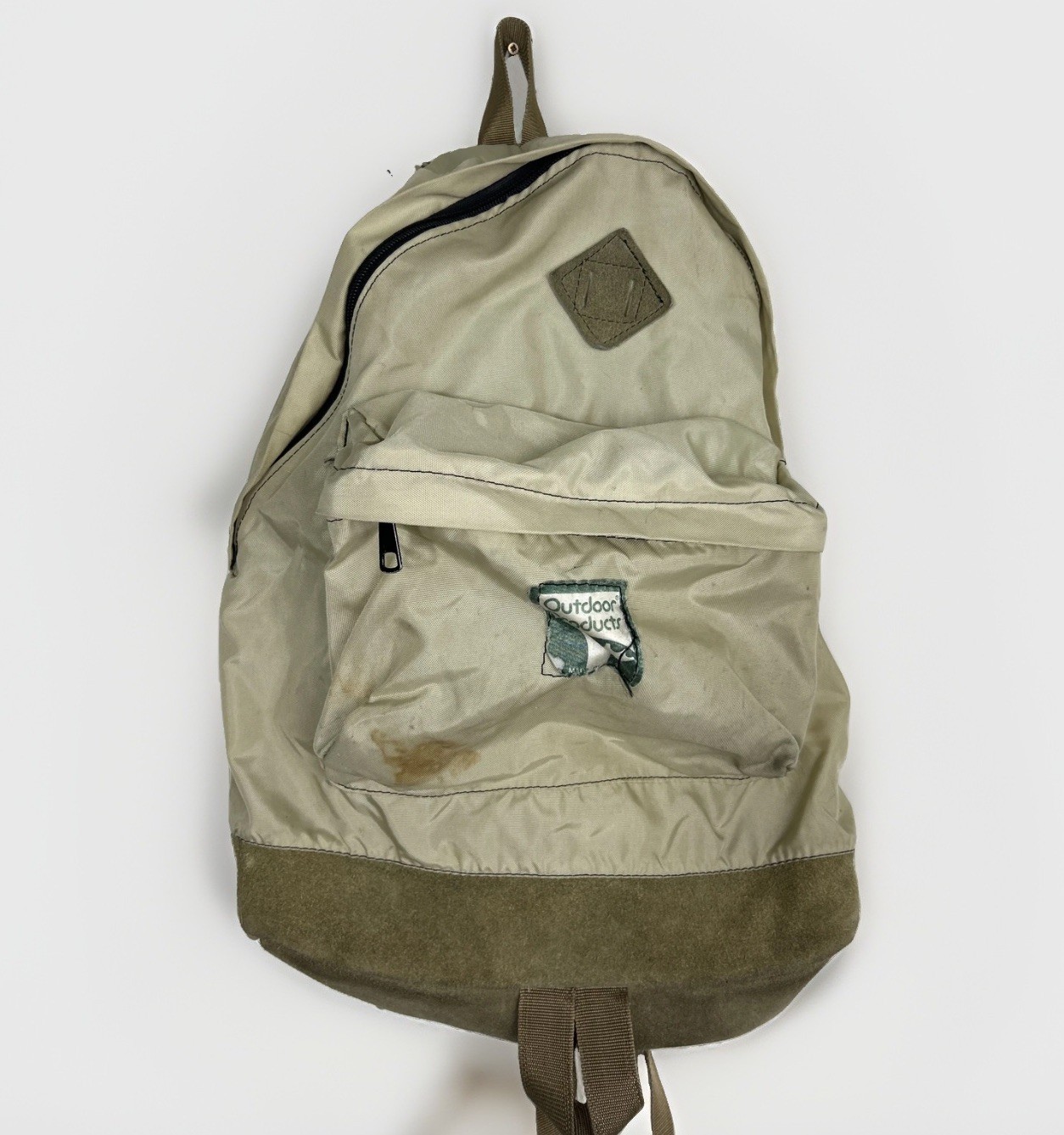 Vintage Outdoor Products Backpack Stained Beige Polyester Suede 17×12.5×7.5