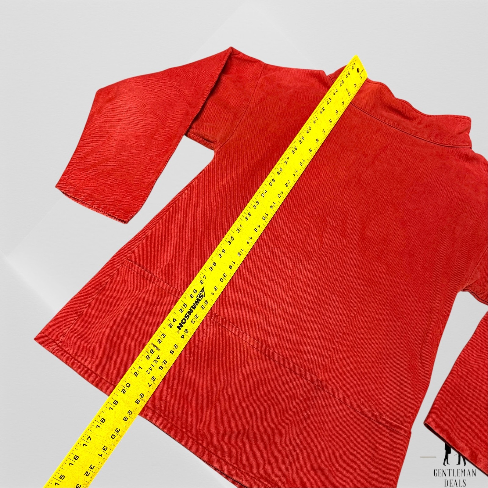 Antony Sheppard Wales 100% Cotton Denim RED ORANGE Fisherman Smock 18.5×29