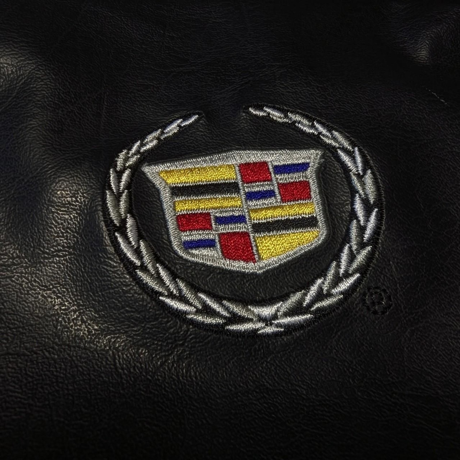Black leather Cadillac logo Embroidery zipper pouch Fur Lined Golf Pouch Bag