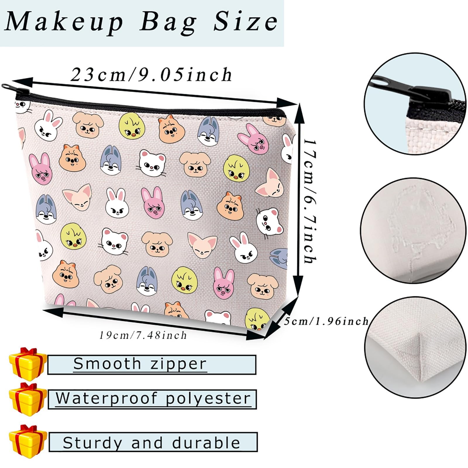 TOBGBE Band Cosmetic Makeup Bag K Fans Gift 23*17cm(9.05*7.08inch), SKZ BAG