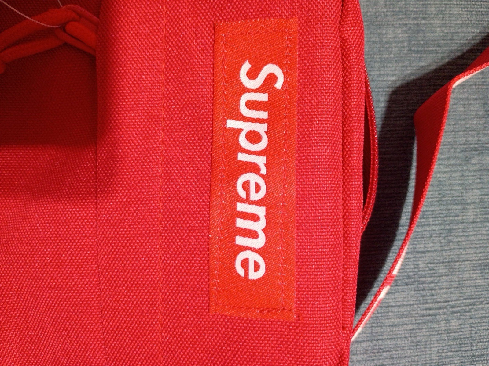 Supreme Small Red Crossbody Shoulder Bag, Adjustable Strap, Zip Closure