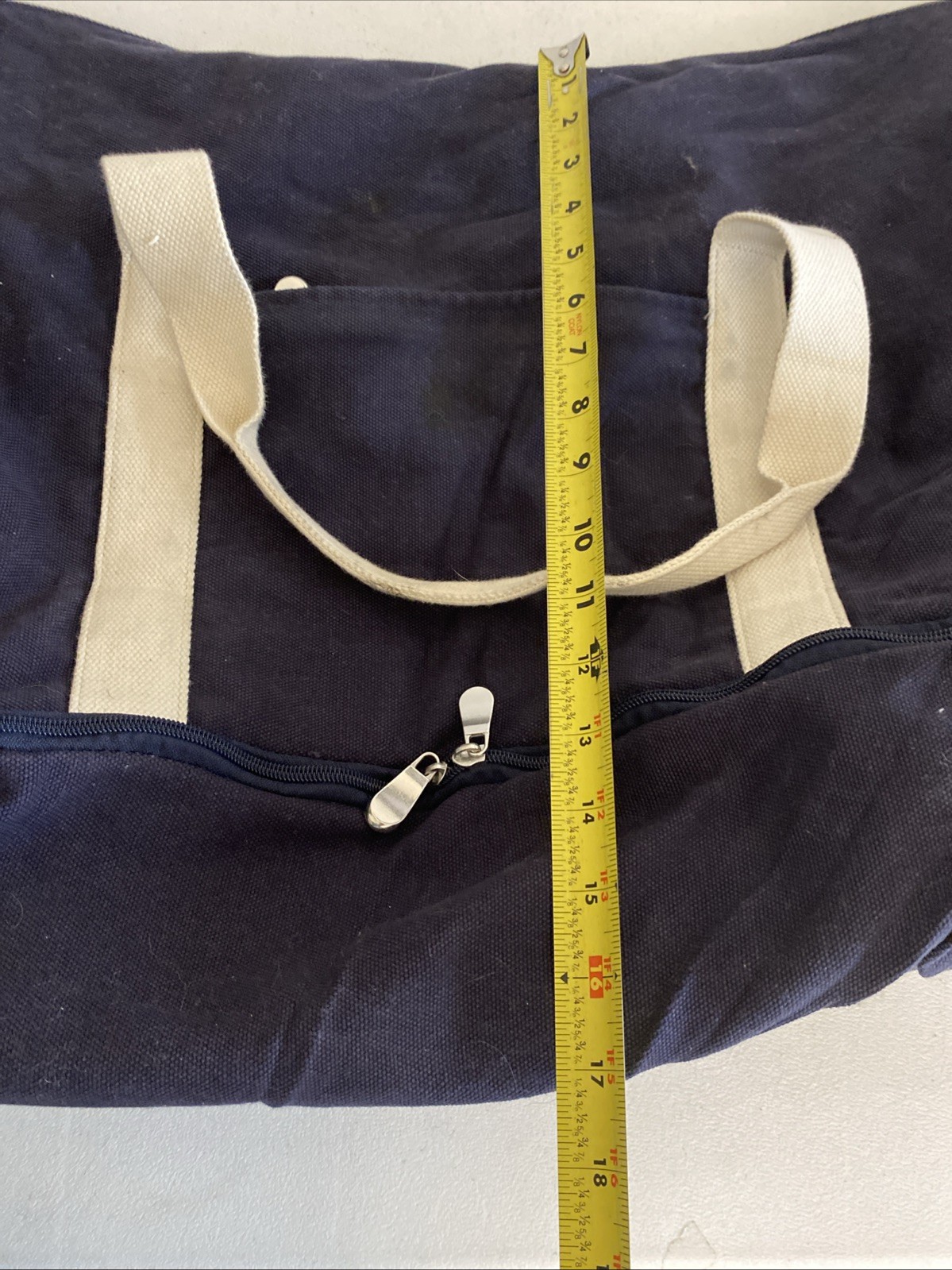 LO & SONS Catalina Deluxe Large Weekend Bag 100% Cotton Blue White Duffle