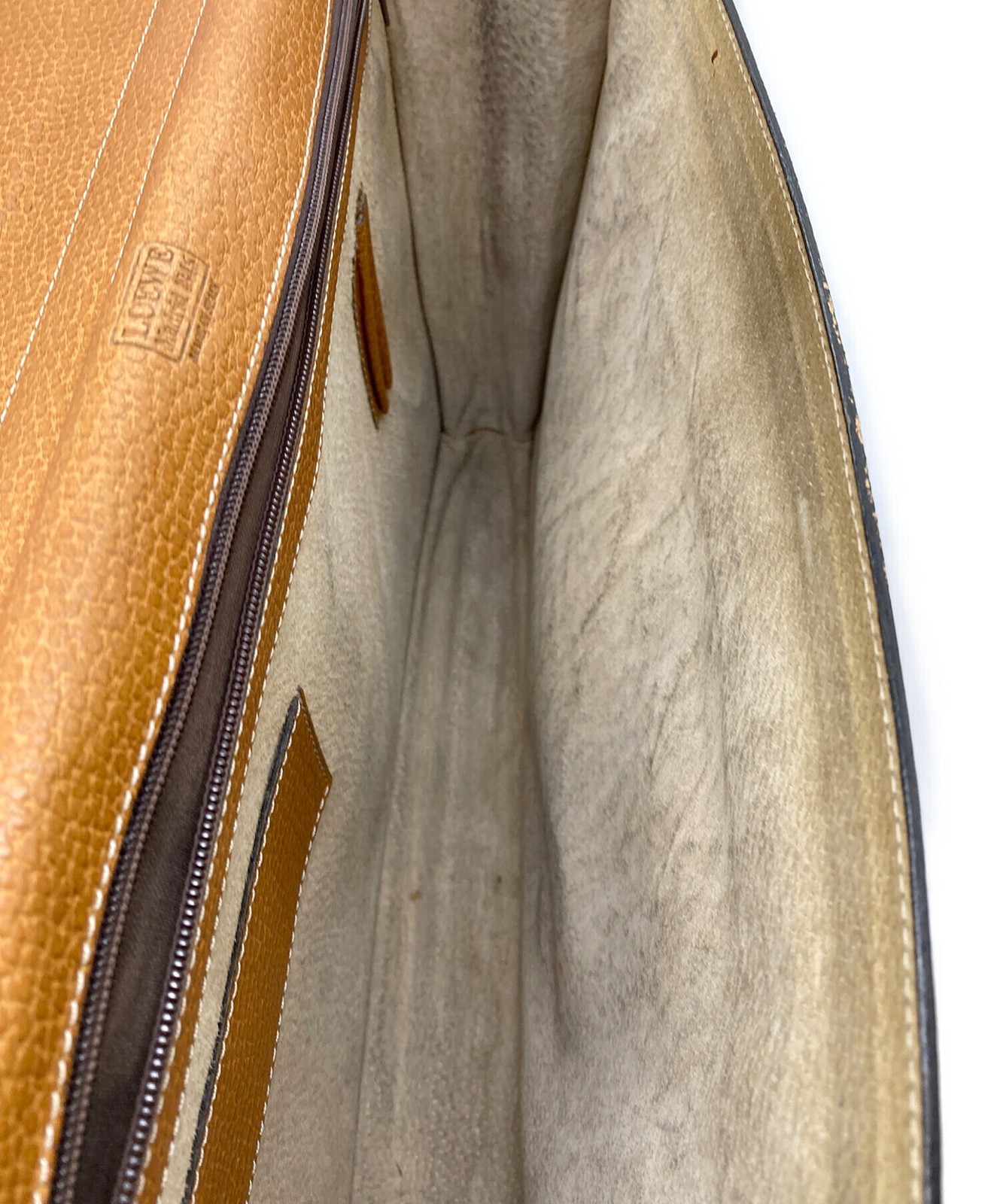 LOEWE Briefcase Leather Light Brown Mens Business Bag Briefcase