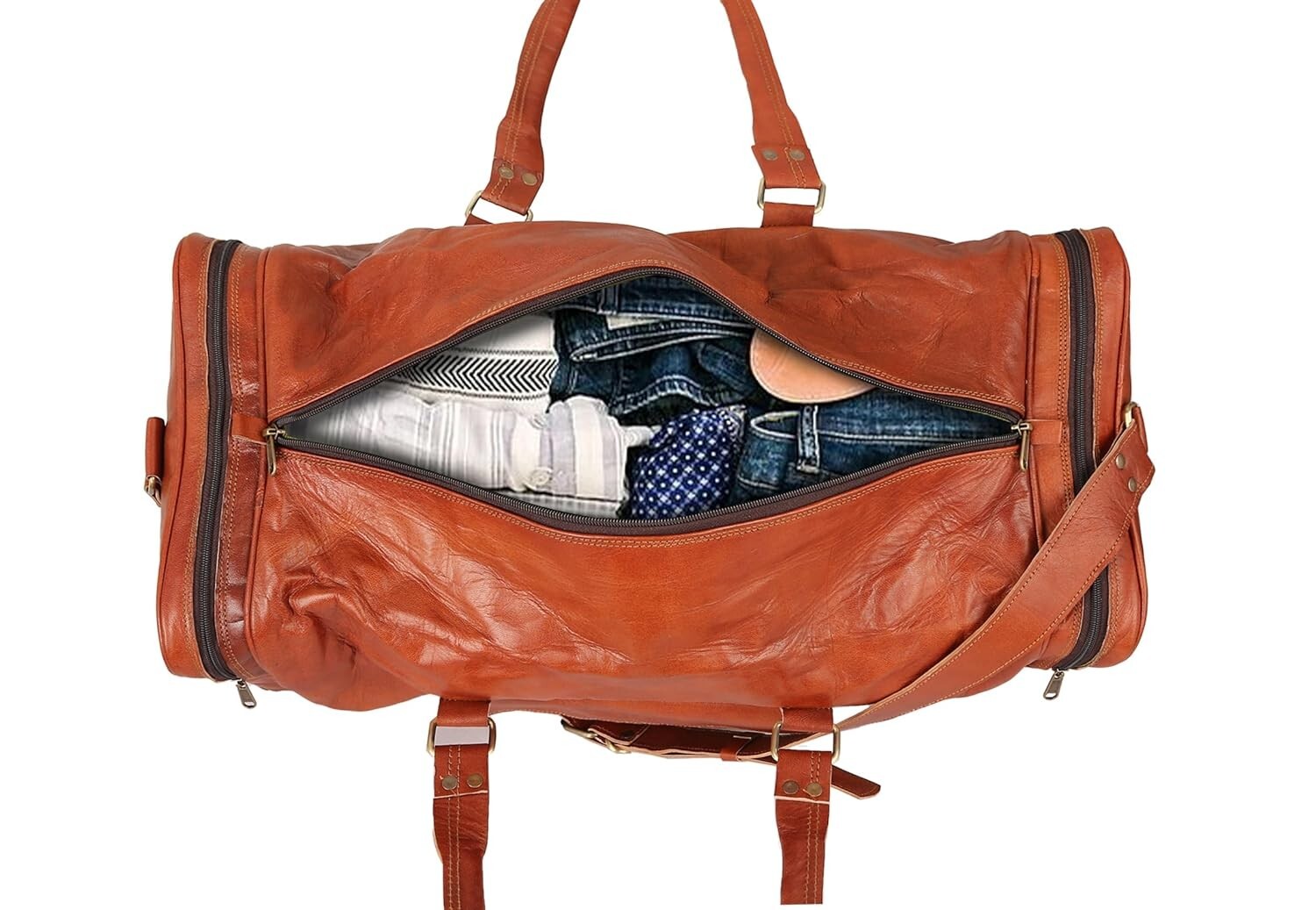 30″ Big Fat Men’s Real Leather Vintage Duffel Overnight Travel Luggage Use Bag