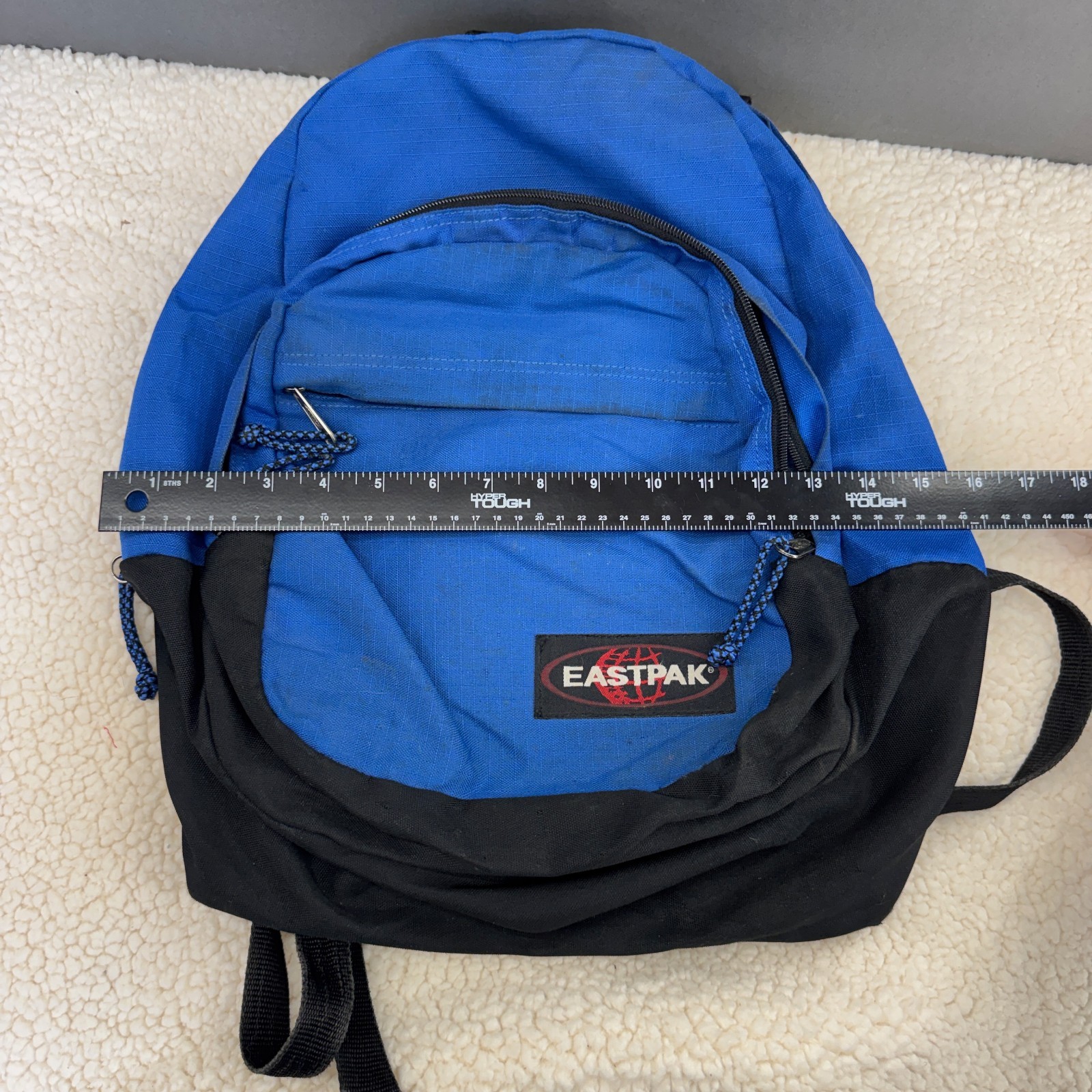 Vintage Eastpak Backpack Blue Black Two-Tone Retro 90s School Bag Gorpcore Y2K