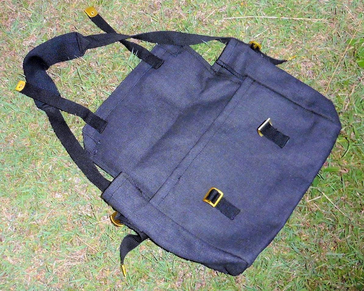 Canvas Shoulder Bag Biker Motorcycle Messenger Web Haversack Small 26x25x8cm Blk