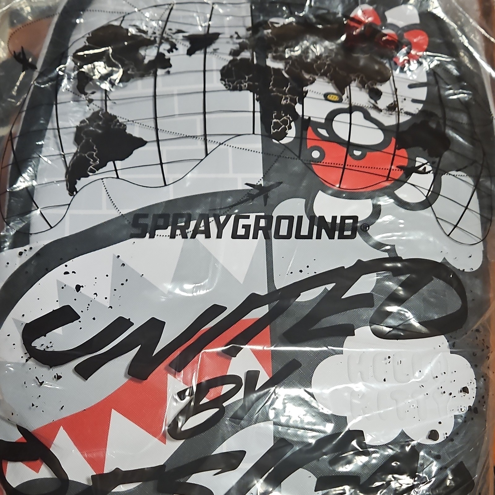 Sprayground Hello Kitty Graphic Print Large Backpack Black White Red Adjustable