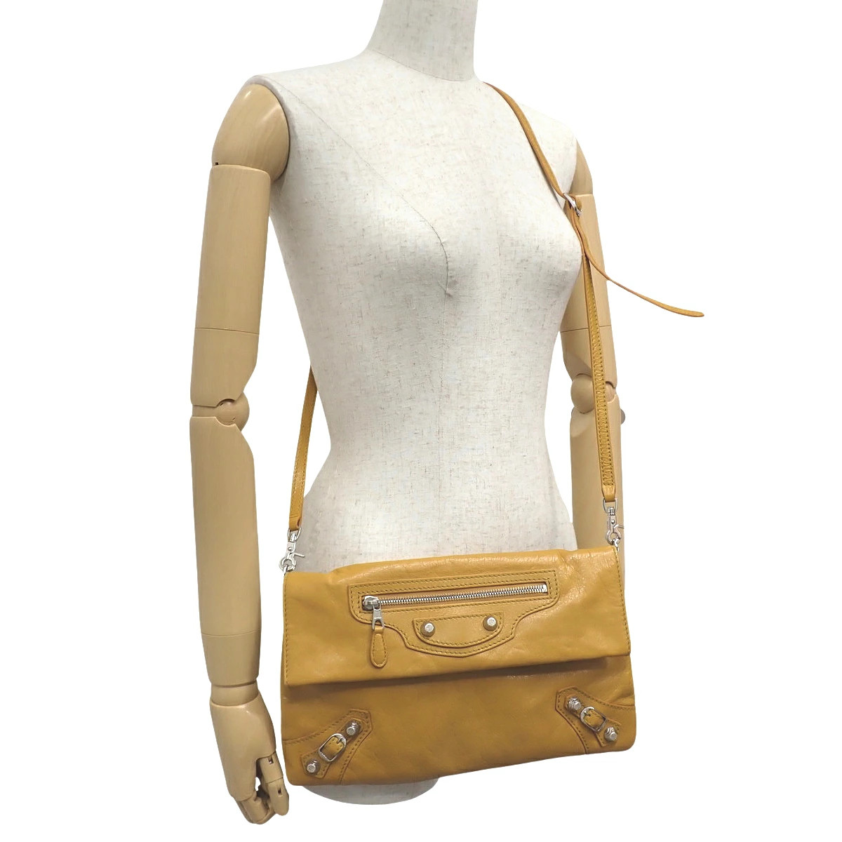 BALENCIAGA Giant Envelope Shoulder Bag Crossbody Clutch Bag Leather