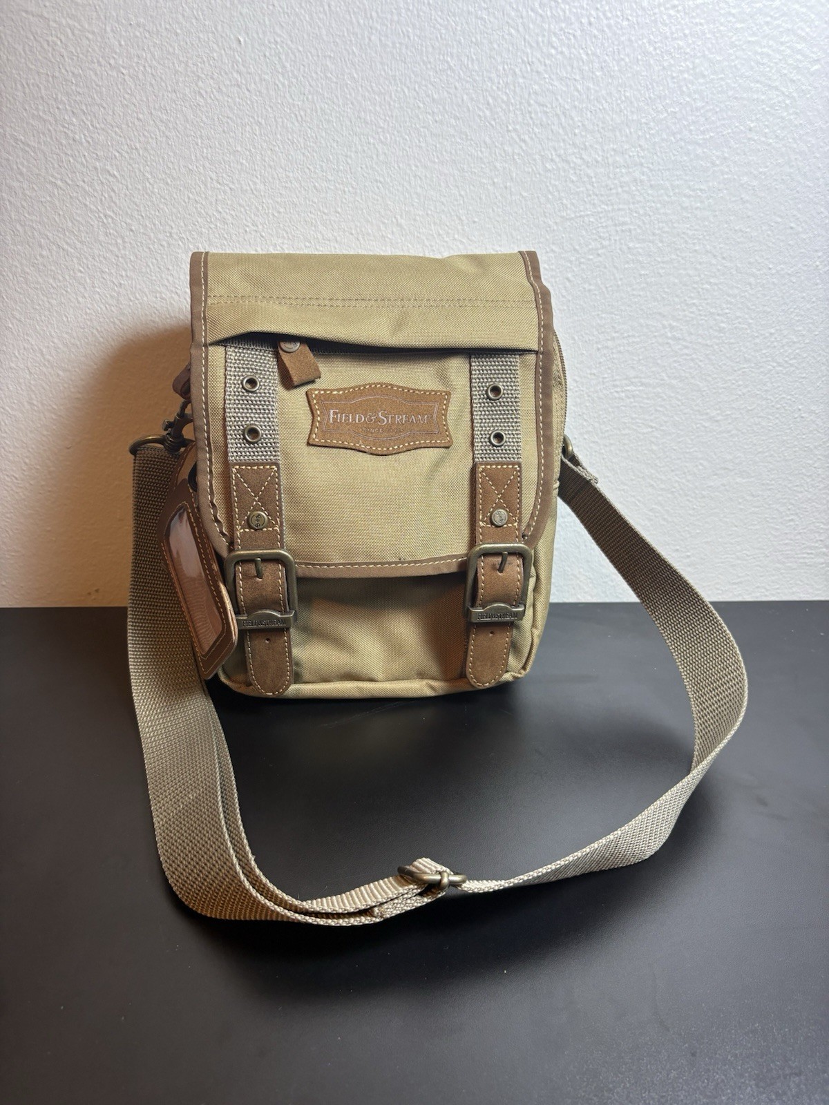 Field & Stream Khaki Canvas Crossbody Bag Utility Outdoors Travel Satchel