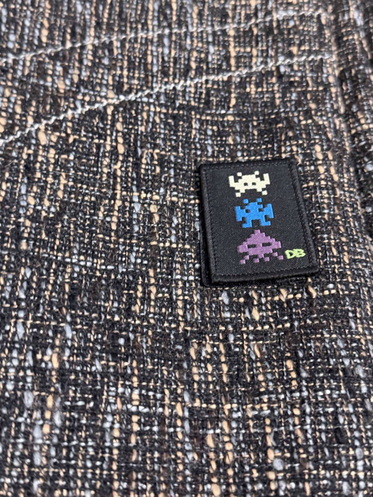 DIME BAGS Concrete Tweed Backpack Space Invaders Aracade Patch Laptop Slab Bag