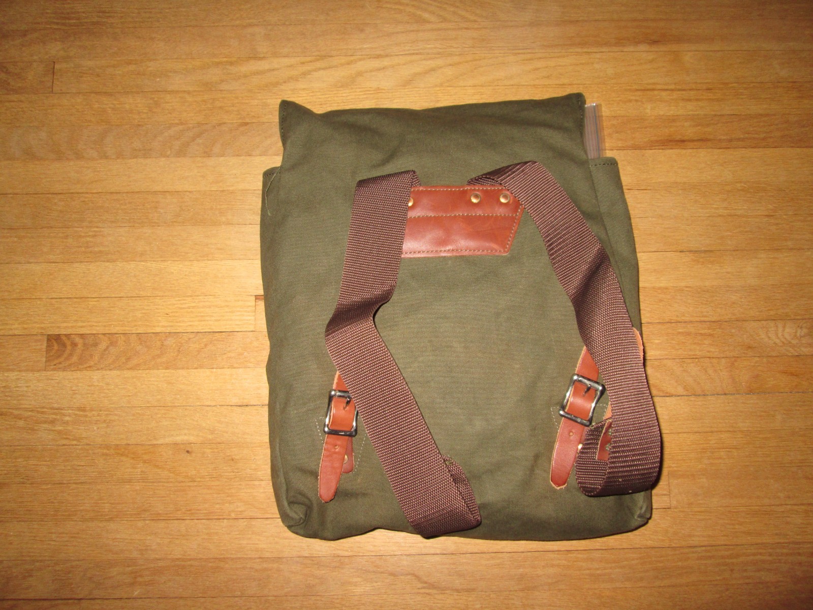 DULUTH PACK #51 Utility Backpack Olive Canvas w/Brown Leather Trim Adjustable