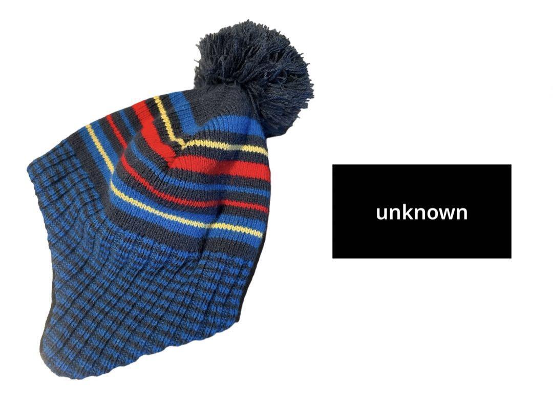 Auth Unknown Vintage Knit Cap With Ear Flaps Blue Fleece Beanie From Japan