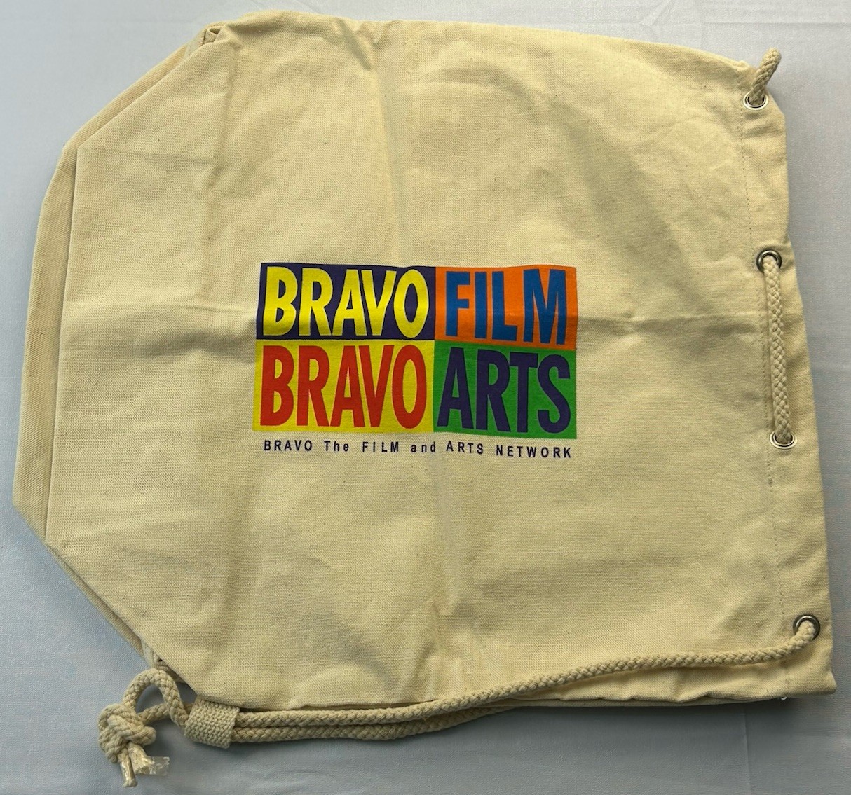 Vintage Bravo Film Arts Network Canvas Drawstring Backpack Tote Promo Bag TV