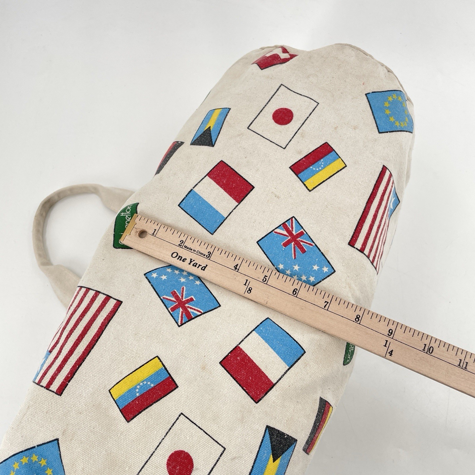 Rare Vintage 80s Benetton Olympic Global Country Flag Print Small Duffle Bag