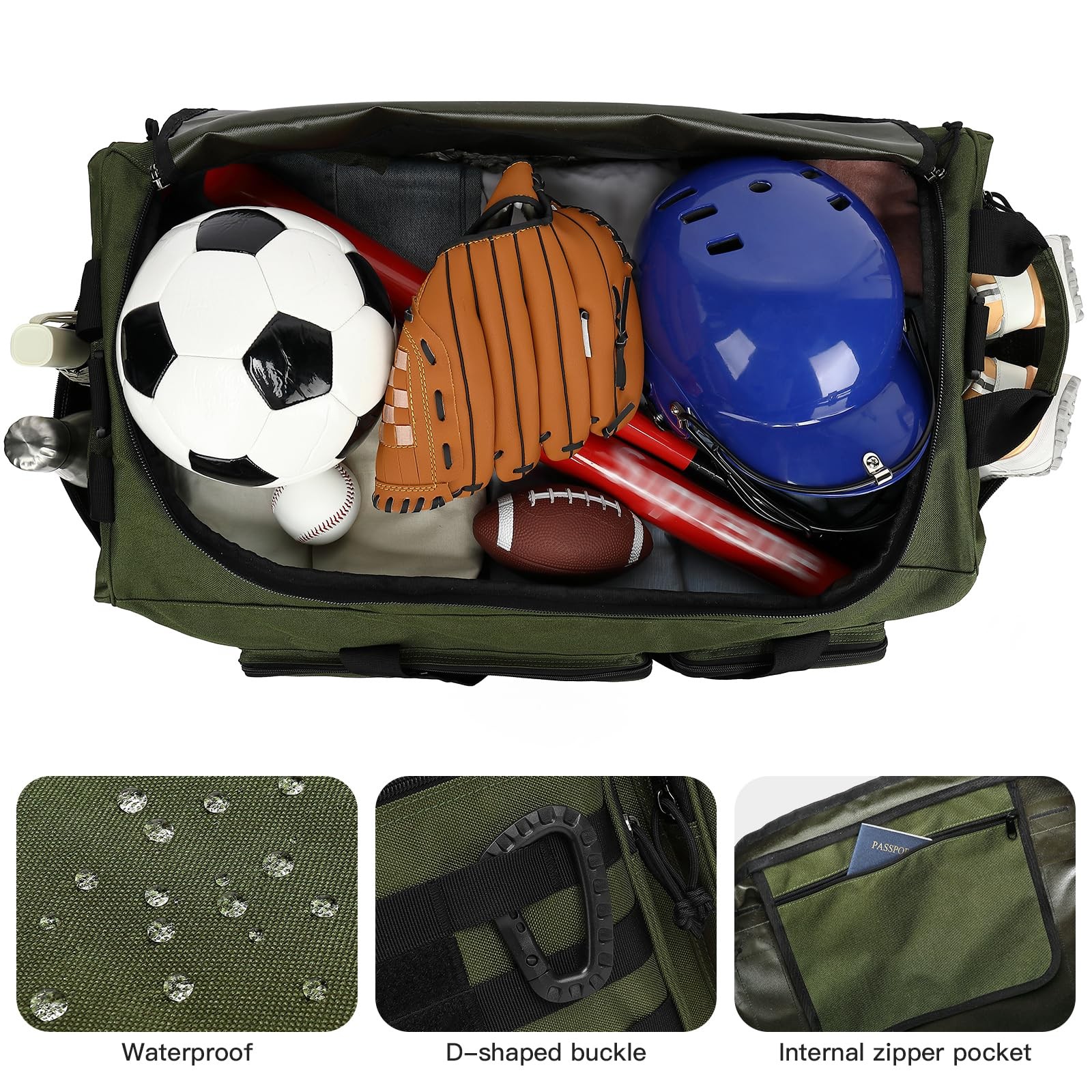 120L Extra Large Duffle Bag for Men, 32″ Heavy Duty Sports Gym and Travel Duf…