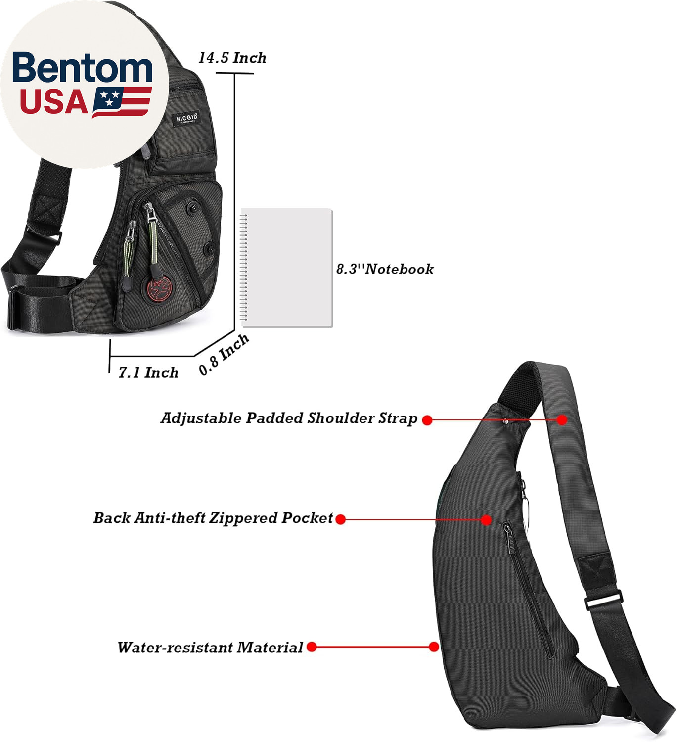 Sling Bag Chest Shoulder Backpack Crossbody Bags Casual Daypack for Men Women