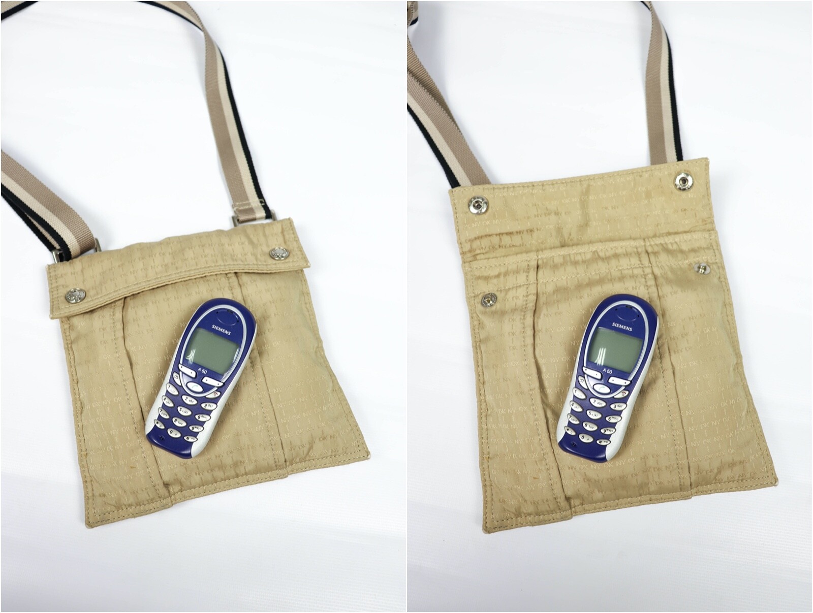 DKNY Donna Karan New York Beige Monogram Nylon Small Crossbody Bag