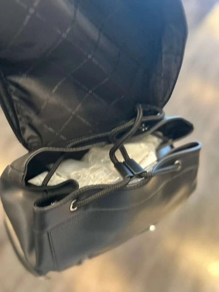 Michael Kors Cooper City Men Buckle Side Pockets Leather Travel Backpack Black