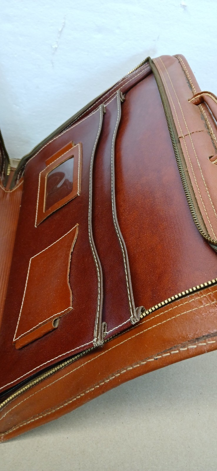 Vintage Bosca Deep Buff Cowhide Leather Briefcase Portfolio USA Brown Repairs