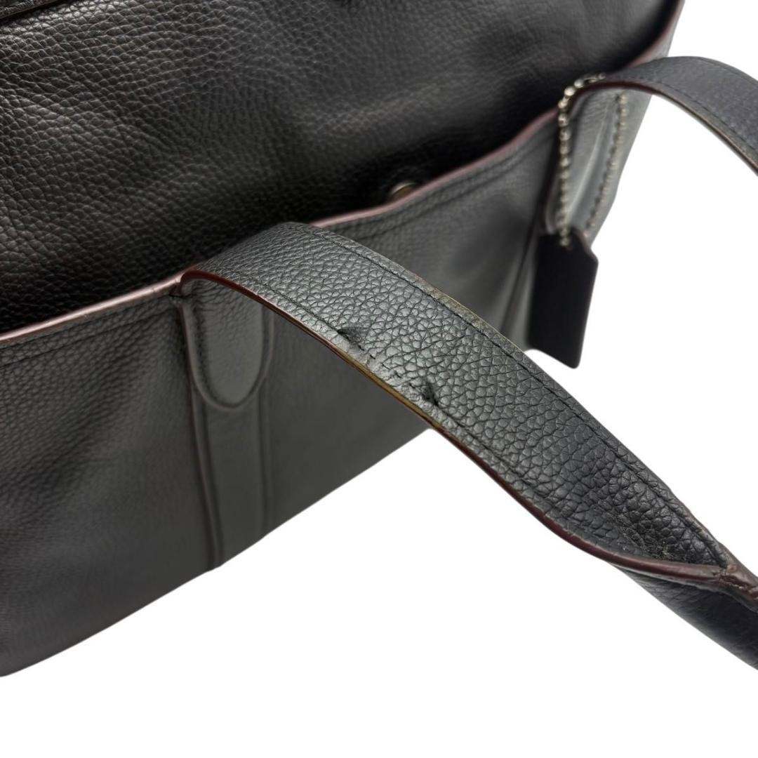 COACH Metropolitan Briefcase Top Handle Bag Charm Leather Men Black From Japan