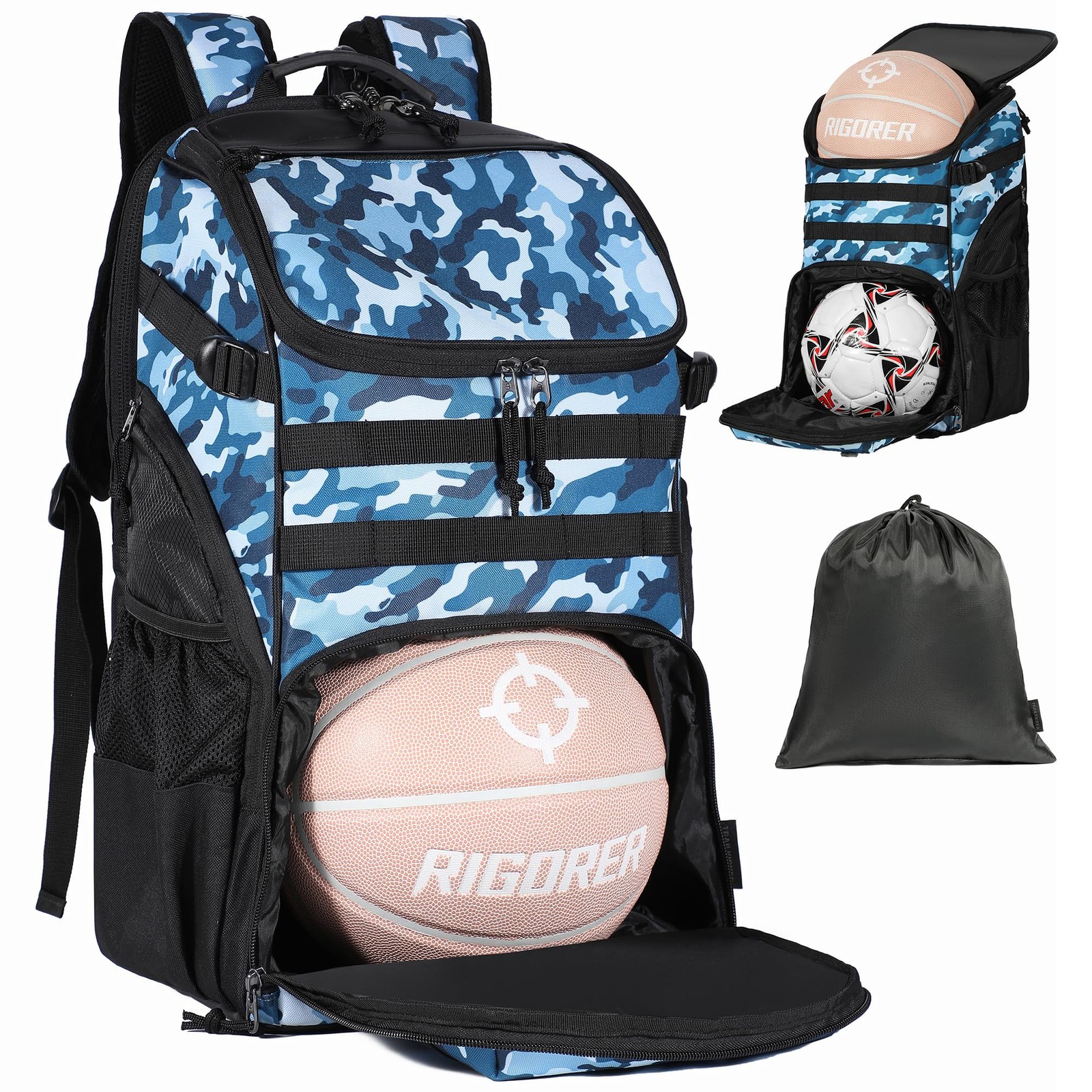 Basketball Bag Backpack with Ball Holder Multi-Sport Backpack for Soccer Voll…