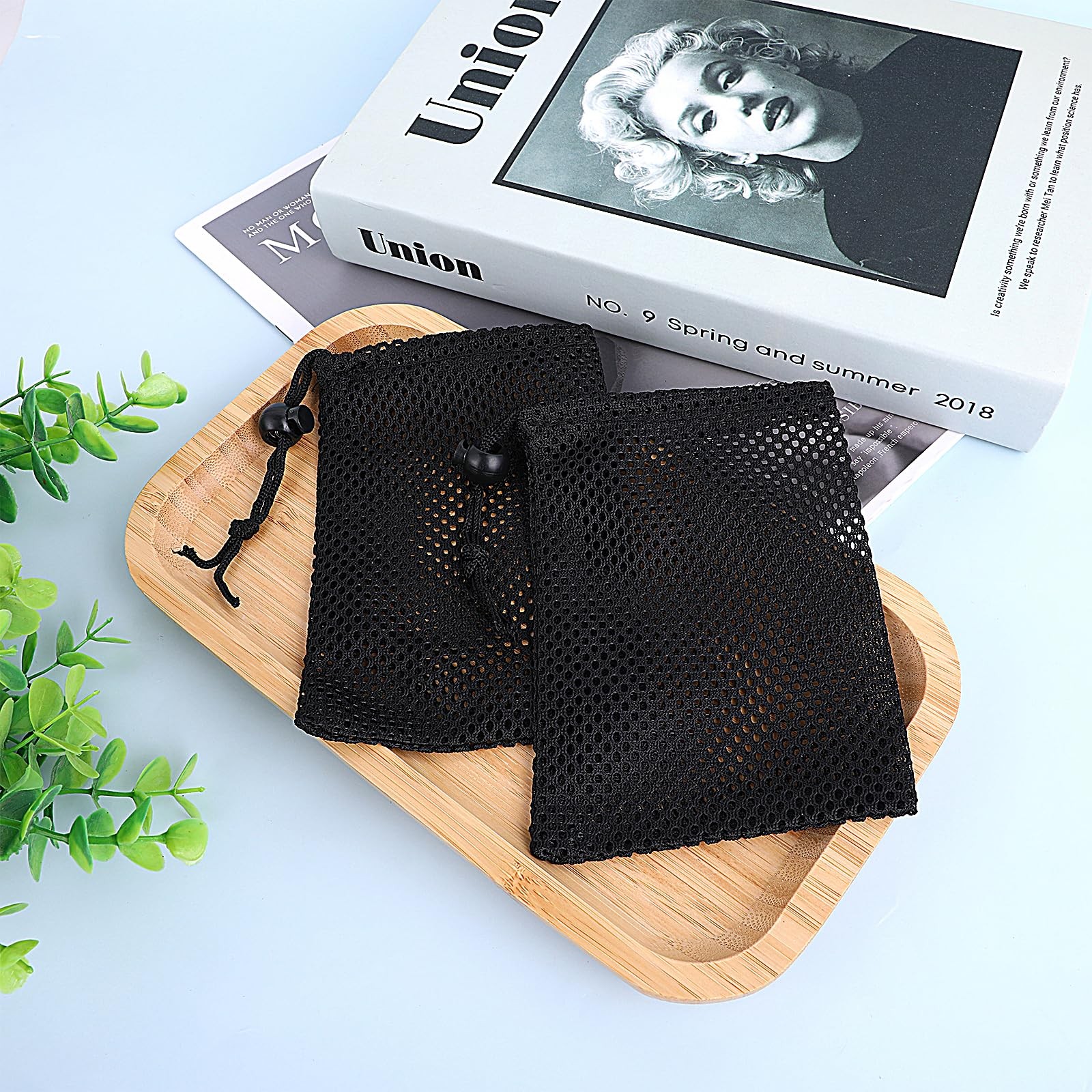 6 Pcs 6×4 Inch Mesh Drawstring Bags with Cord Lock Closure for Sports Stuff