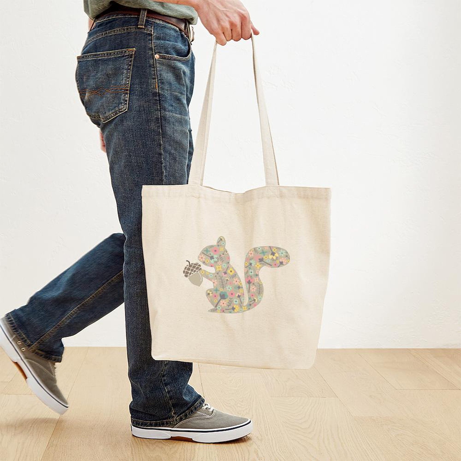 CafePress Floral Squirrel Tote Bag (1514014653)