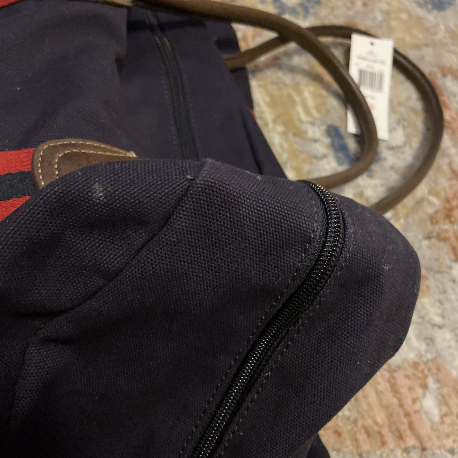 Tommy Hilfiger Weekender Duffle Bag Navy Unisex Canvas Blue Red Brown
