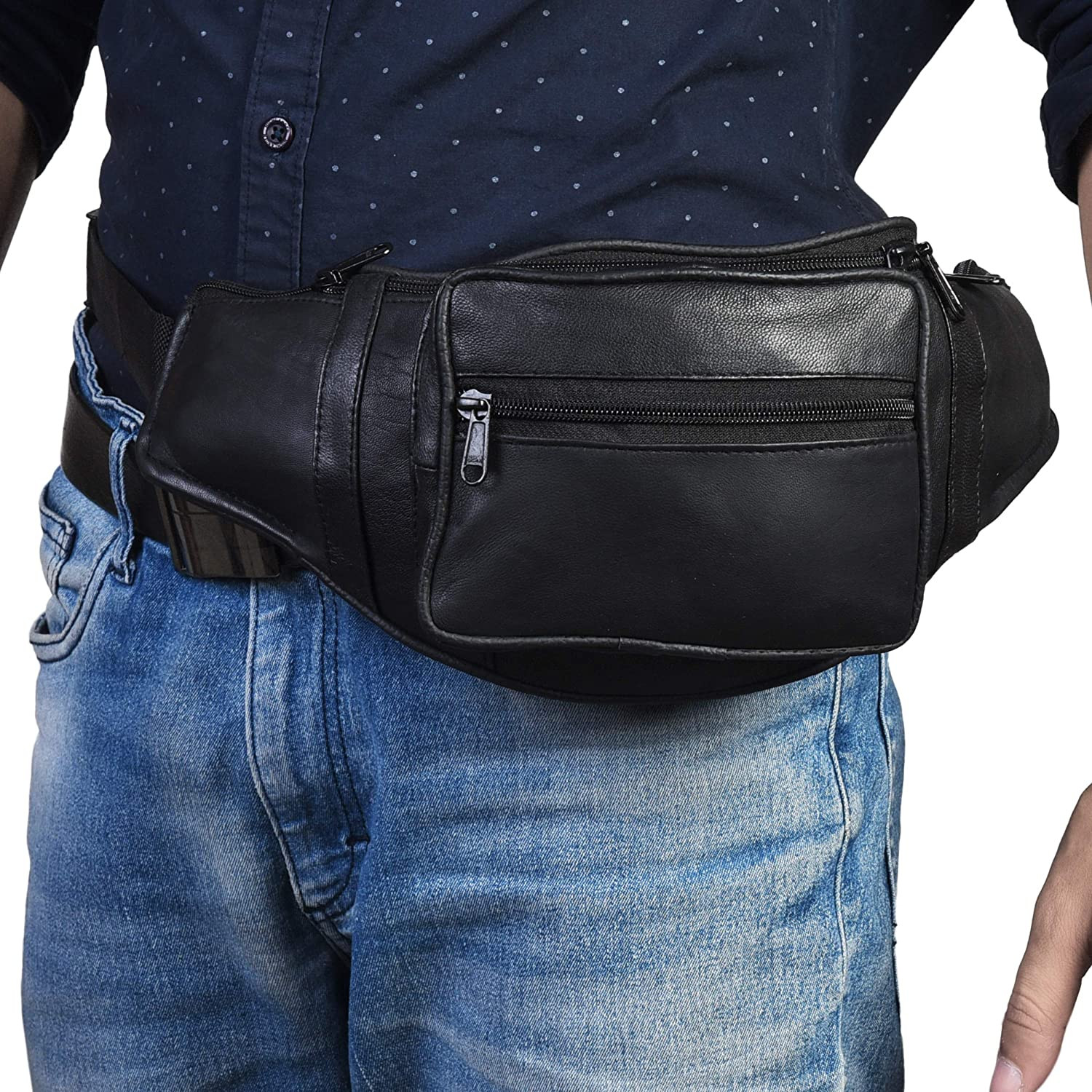 Bolso Cinturon Cuero Genuino Leatherboss Para Viaje Exterior Senderismo Soporte