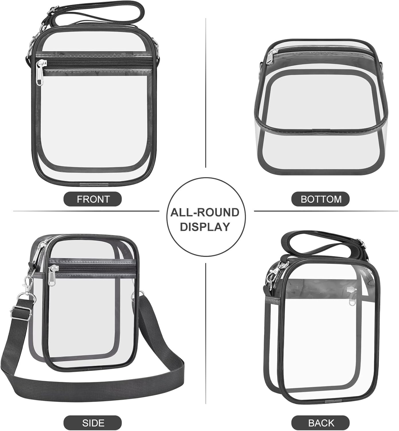 Stadium Approved Clear Purse Crossbody Bag for Concerts Sports Events Size Small