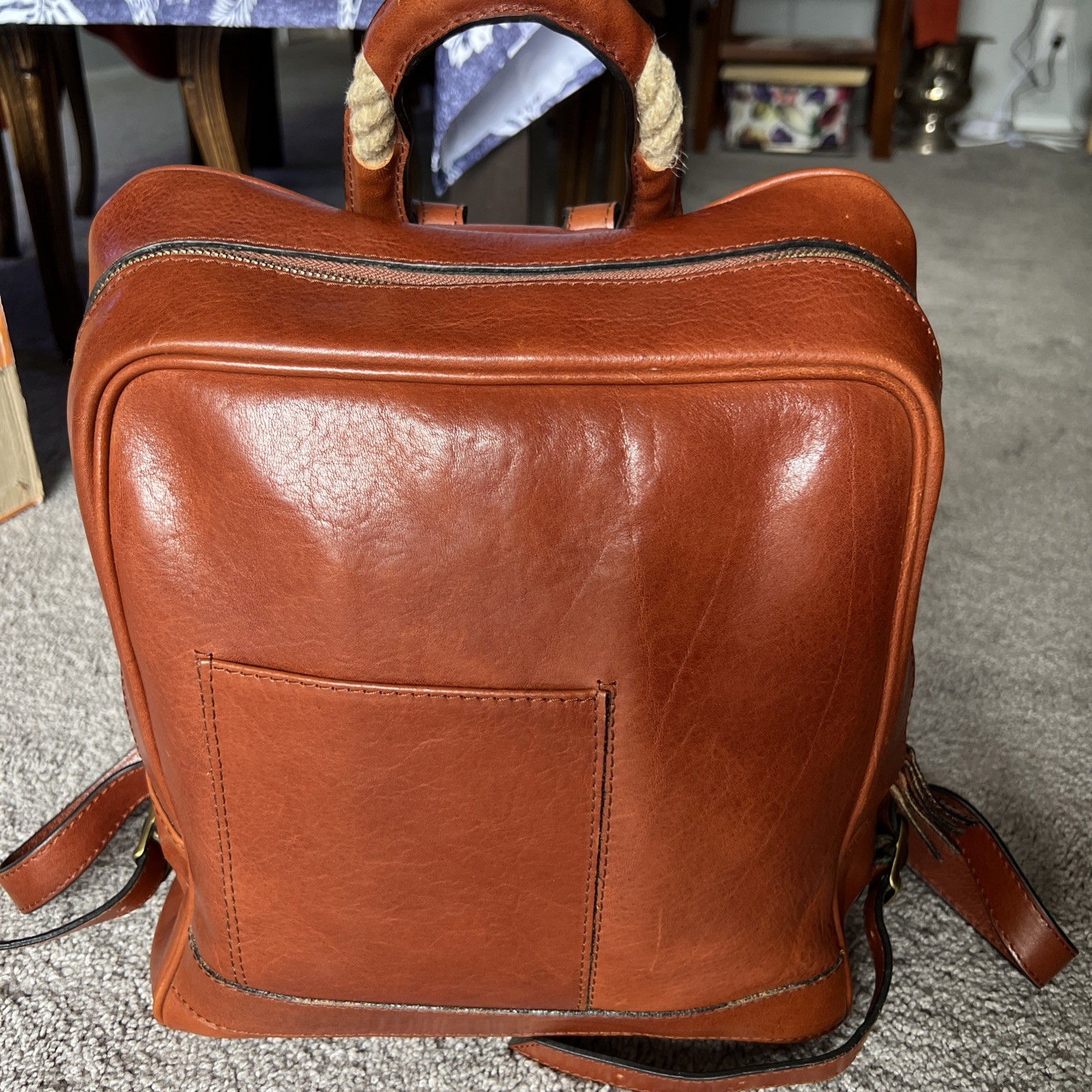Italian Florence Handmade High Q Genuine Leather Unisex Backpack Made In Italy