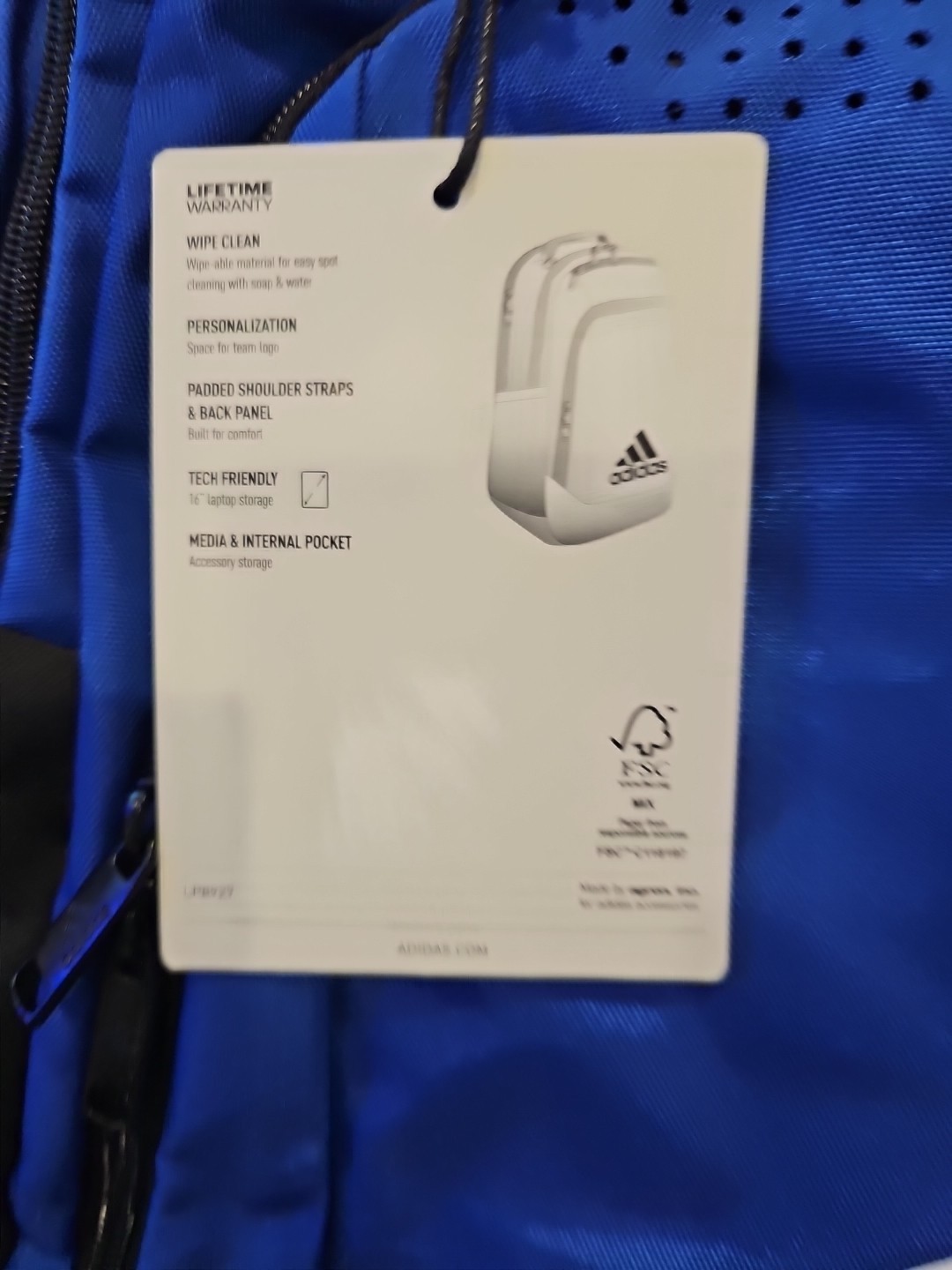 adidas Defender Backpack Unisex Royal Blue