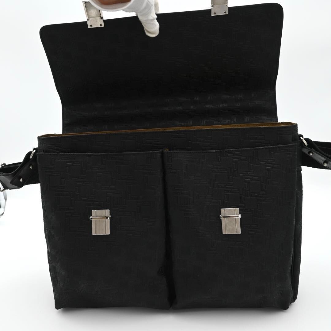 Dunhill Leather Briefcase Black Shoulder Bag Business A4 Zip 37cm Mens