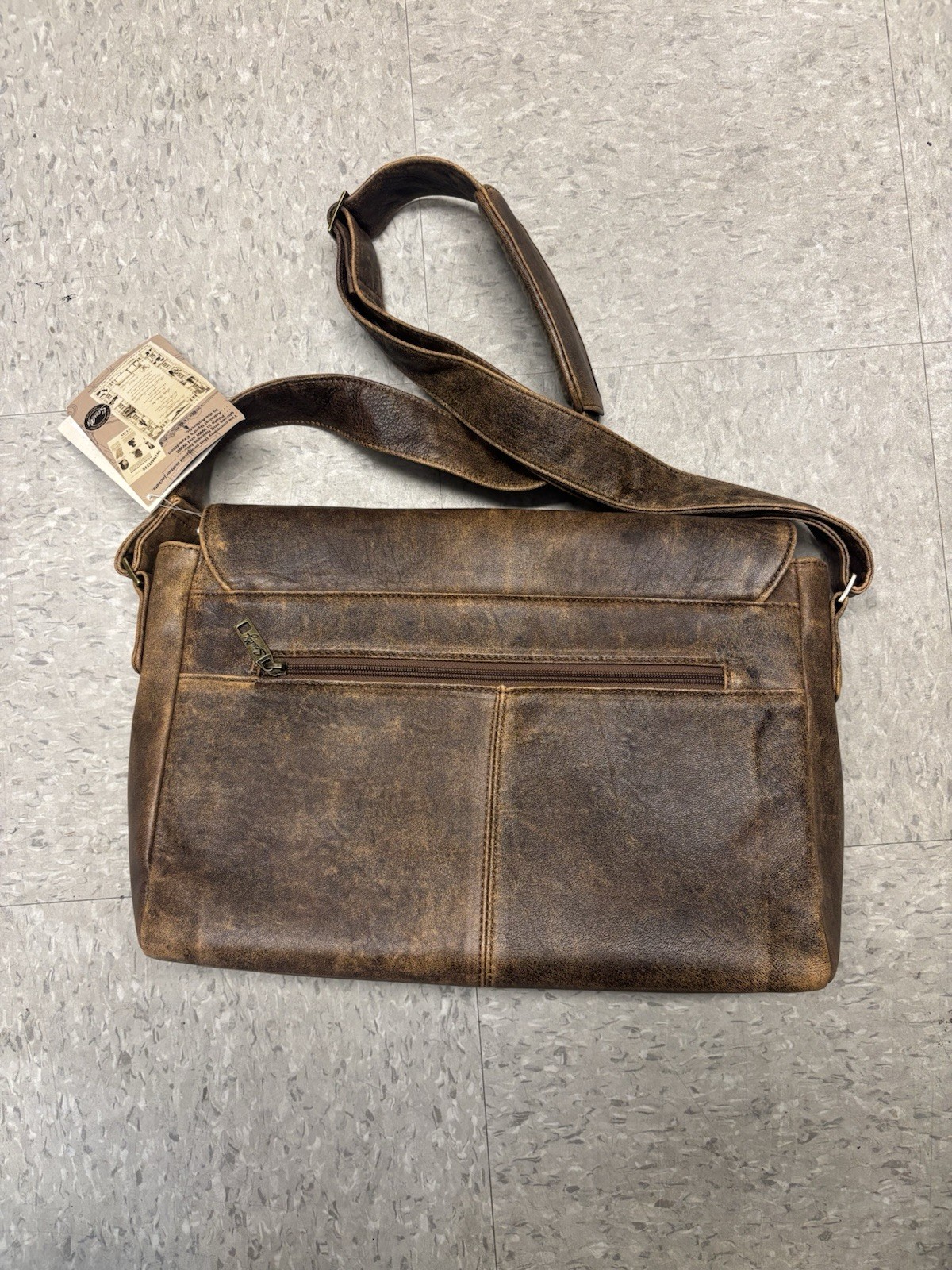 Scully Leather Laptop Messenger Bag Antique Brown WWII Museum Lamb Leather