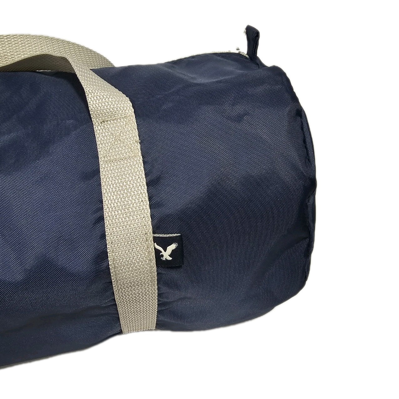 American Eagle Outfitters AEO AE Duffle Bag Navy Blue Grey Carry Straps Round