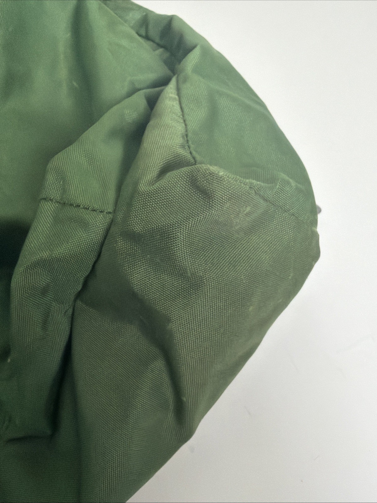 Vintage Small Green Hiking Rucksack Nylon Leather Cotton 16x16x4